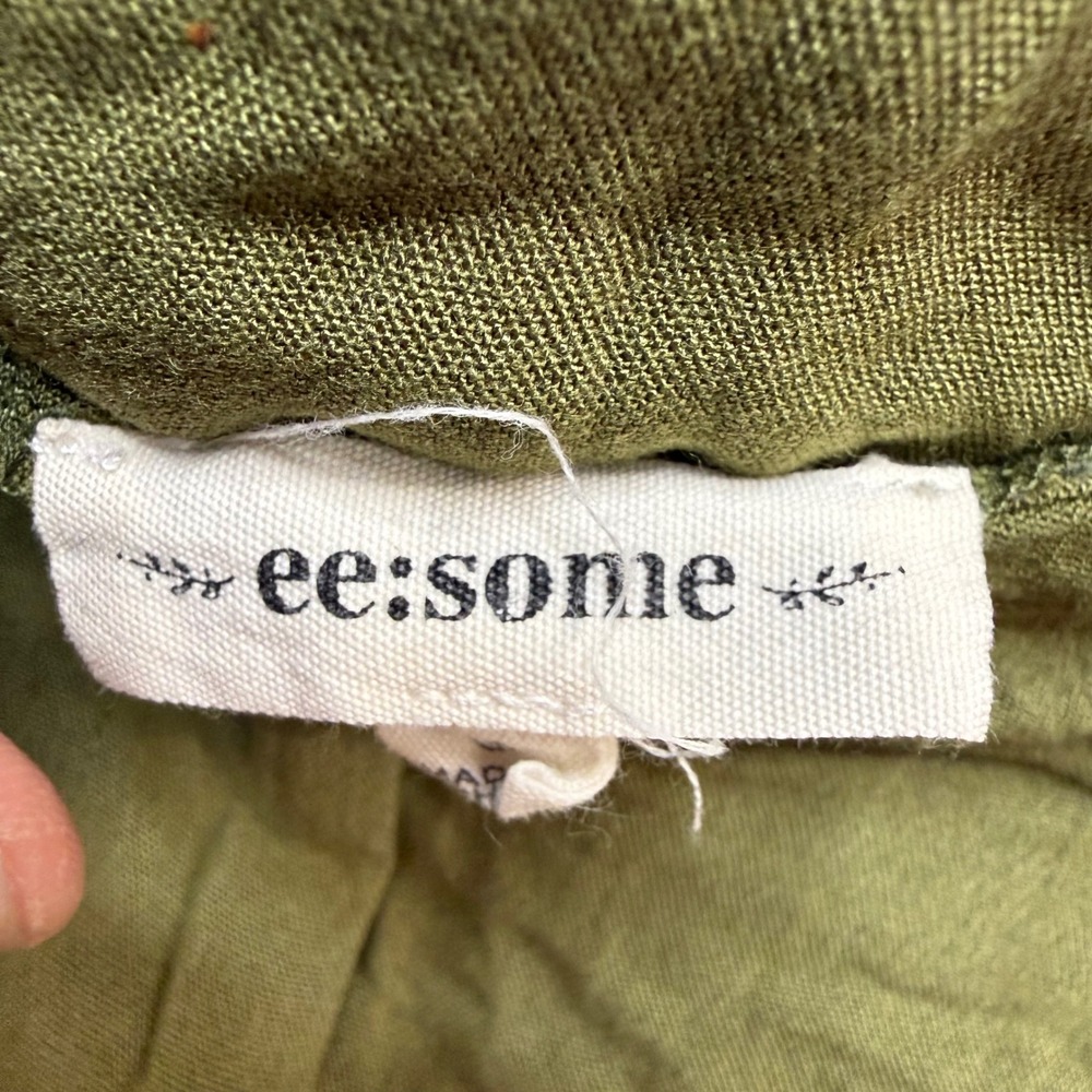 Ee:some Womens Olive Green Scalloped Hem High Waisted Pleated Shorts Size Small - Picture 4 of 7